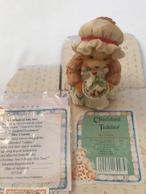 Seltene Vintage Weihnachten geschätzte Teddies Mrs. Cratchit 617318 1994 mit Box & Zertifikaten