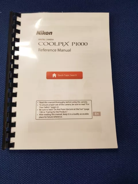 Nikon Coolpix P1000 Camera Printed Instruction Manual 244 Pages A5 Free Postage