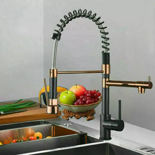 Gold robinet de cuisine extensible avec de douche 360 ° Robinet Cuisine  Évier