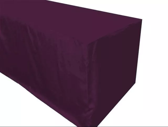 4' ft. Fitted Polyester Table Cover Trade show Booth Tablecloth Eggplant Purple