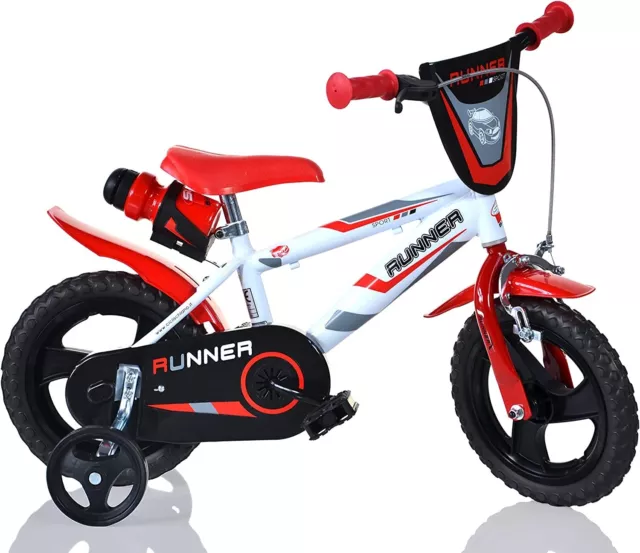 Bicicletta per bambini B057 taglia 12 con rotelle età 3-4-5-6 anni rossa