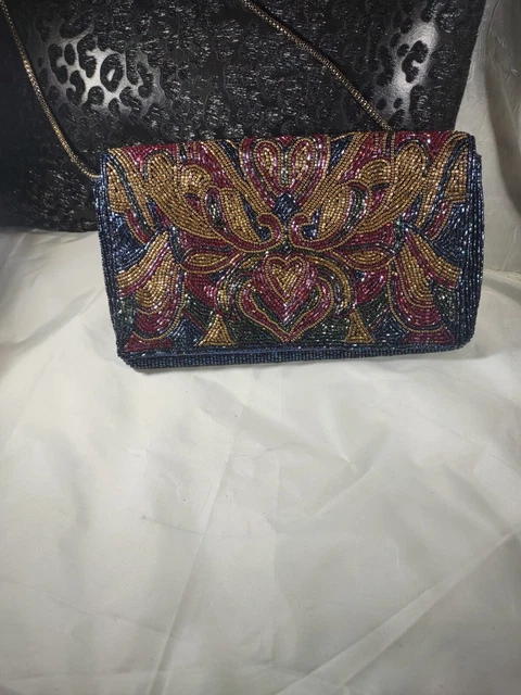 Vtg Walborg Multi-Color Formal Clutch Shoulder Strap Bag Made in Macao w/tag