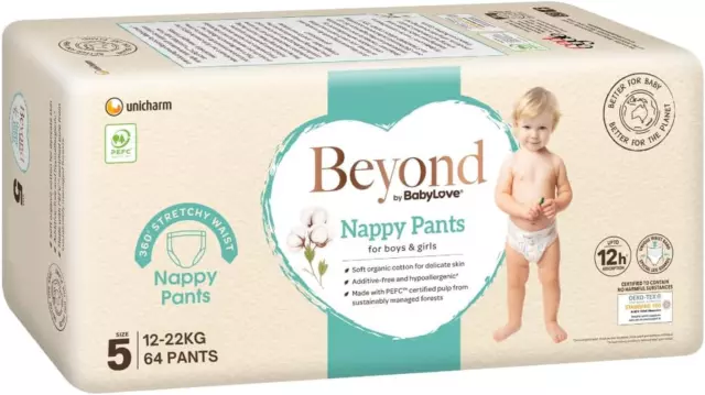 Beyond by Babylove 64 Piece (2 Pack X 32) Nappy Pants Unisex Size 5 Walker 12...
