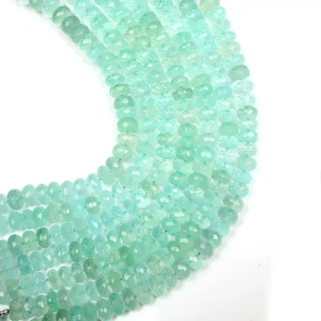 8 Inch Strand Aqua Chalcedony Gemstone Beads 8 MM Faceted Rondelle