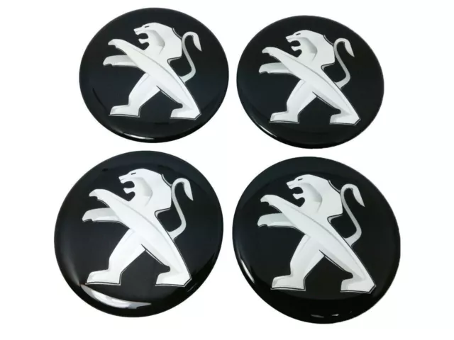Set 4x 60mm Silicone Stickers for Wheel Center Centre Hub Caps for PEUGEOT Black