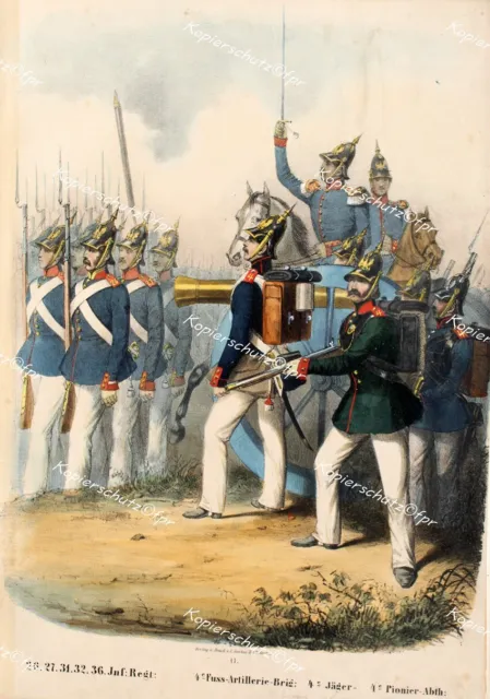 Preußen Uniform Infanterie Regiment Artillerie Kanone Geschütz Jäger Pionier