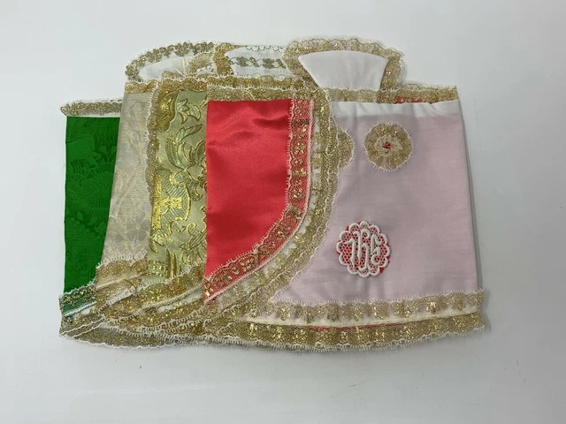 Vintage Bambino di Praga 10" Abito con Pizzo Brocade Misto Colori 4 pz. Lot
