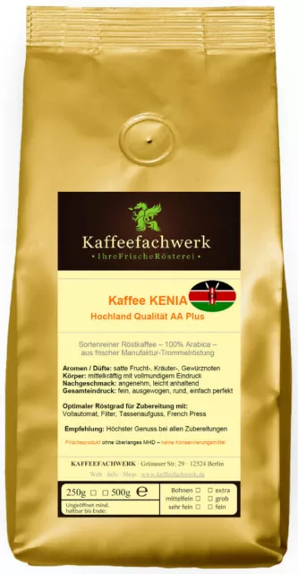 Kaffee Kenia AA Plus 500g ♥ Frisch gerösteter Kaffee gemahlen oder Bohnen