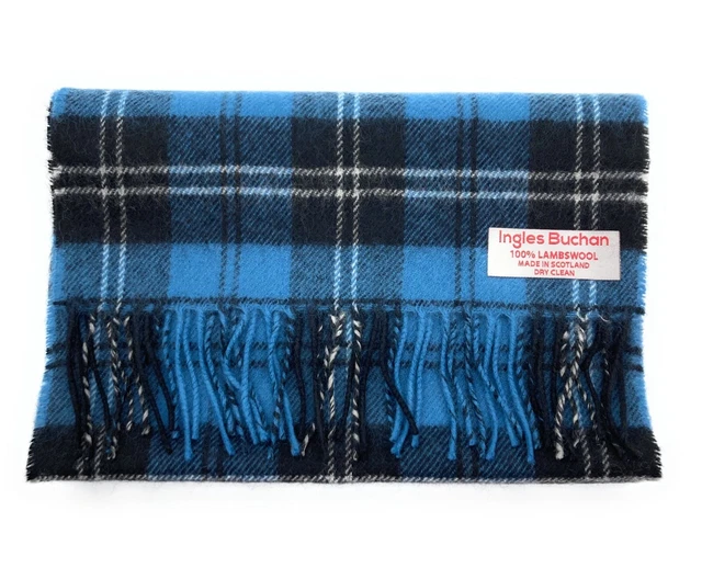 Écharpe Tartan 100% Laine D'agneau Thomson Bleu Clan - Fabriquée En Écosse - Neuf Avec étiquettes