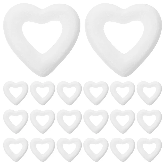 Couronne De Mousse En Forme De Cœur Creux - Blanc, 20 X 19,5 X 3,5 Cm - Pour Décorations DIY, Mariage, Noël, Fêtes