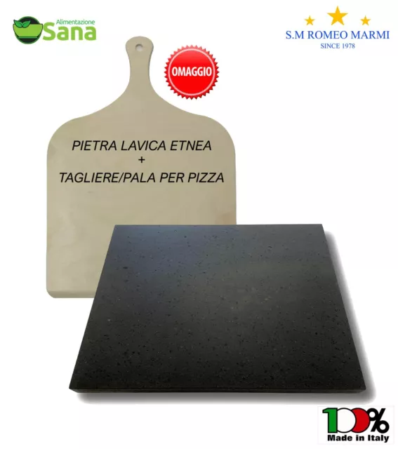 Piastra In Pietra Lavica Ollare + Pala Omaggio Barbecue Bistecchiera Per Pizza