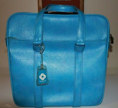 Vtg 1970 SAMSONITE Blue Silhouette TRAVEL TOTE BAG Carry On Luggage Case Overnit