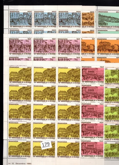 /// 15X Rwanda 1980 - Mnh - Belgium Revolution - Military - Architecture