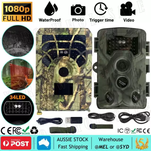 Trail Camera 16/36MP 1080P Wildlife Game Hunting Cam IR Night Vision PIR Sensors