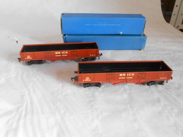 Hornby Dublo 3 rail Boxed D1 NE Fletton brick high capacity wagons x 2 OO scale