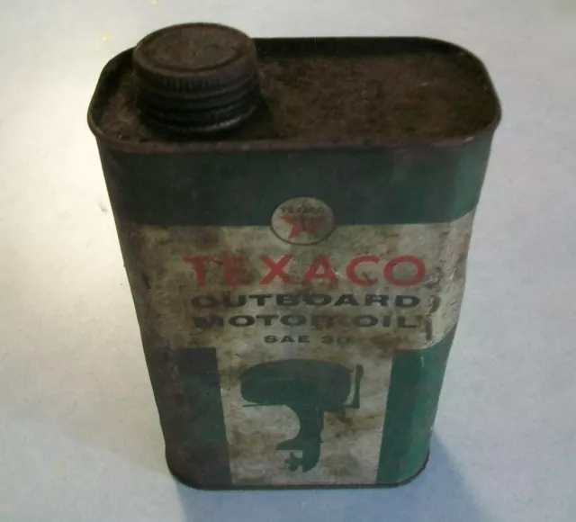 Vintage Texaco Outboard Motor Oil 1 Quart Can AS FOUND