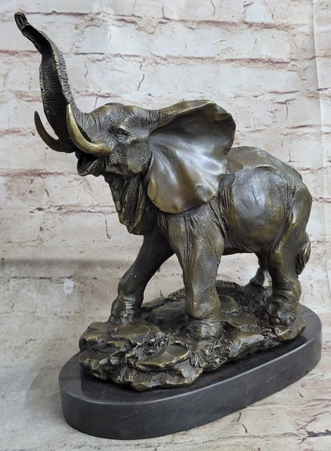 Art Déco Fauna Elefante Por Bugatti Bronce Caliente Reparto Estatua Escultura