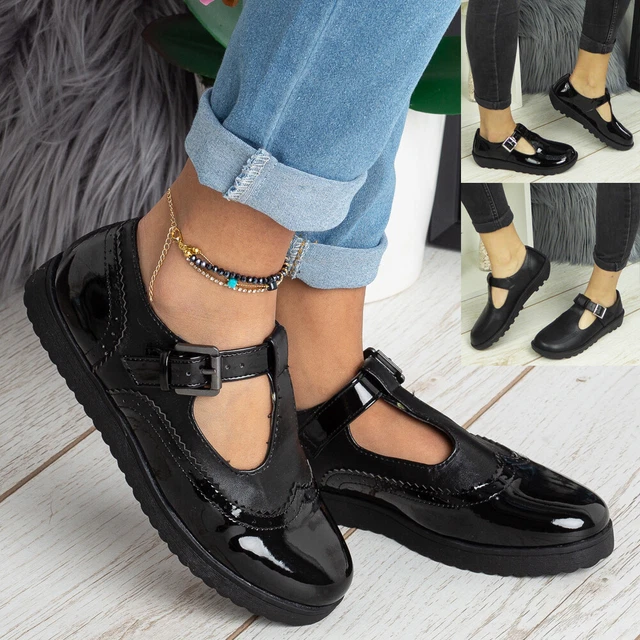 LADIES SCHOOL SHOES Girls Comfy Womens Pumps Flat T Bar Buckle Work Office Kids 14.99 PicClick UK