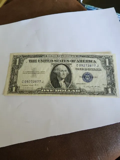1935 Series G SILVER CERTIFICATE One Dollar Blue Seal Good Condition