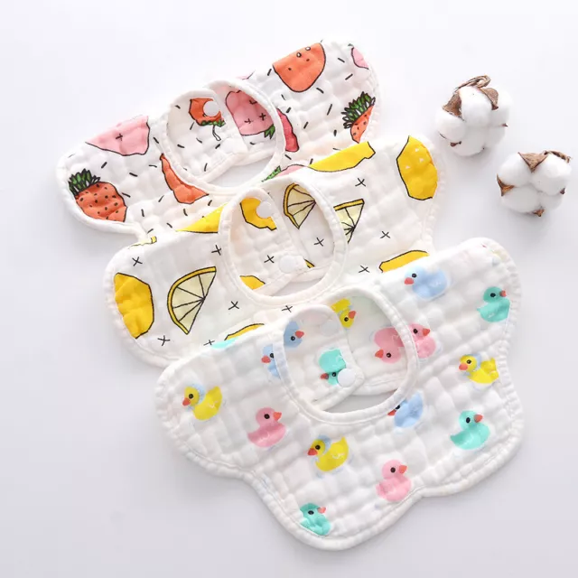 1Pc Baby Bibs Rotating Cotton Flower 6 Layers Gauze Muslin Baby Kid Bandana Bibs