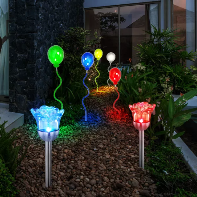 etc-shop Gartenleuchte, LED-Leuchtmittel fest verbaut, LED Solar Deko Außen  Lampe Feuer Effekt Garten Terrassen