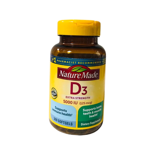 NATURE MADE EXTRA Strength Vitamin D3 5000 IU (125 mcg) 360 Softgels