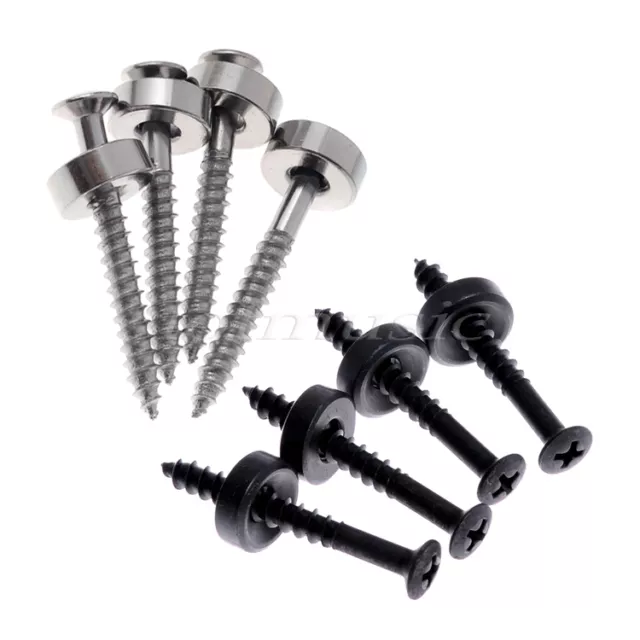 2sets BUSHINGS FERRULES - For Neck Mounting - With Screws (BLACK&CHROME) New