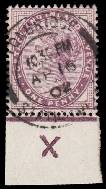 SG172 1881 1d. Lilac. Die II. Control “X” Inverted.