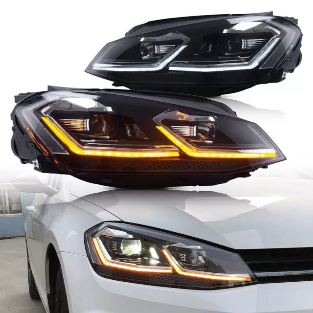 2 FEUX PHARE AVANT LED POUR VW GOLF 6 FOND NOIR LOOK GTI DE 10/2008 A  11/2012