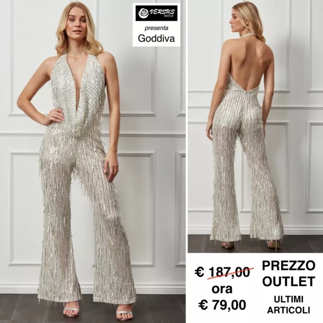 Tuta Donna Cerimonia Pantaloni Paillettes Outlet Woman Sequins Jumpsuit CG-TR266