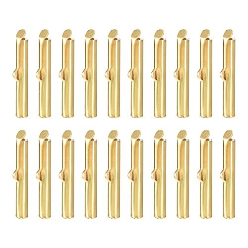150Pcs Slide on End Clasps 25mm Tube Ball Bead Slider Crimp Ends for Multi-St...
