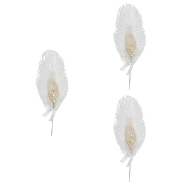 3 piezas Cuentas de avestruz Pluma Papel Pastel Topper Pastel Natural Decoración