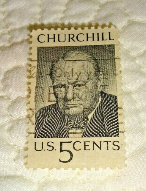 VINTAGE US POSTAGE Stamp 5 cents CHURCHILL 1965 Black on Gray $2.00