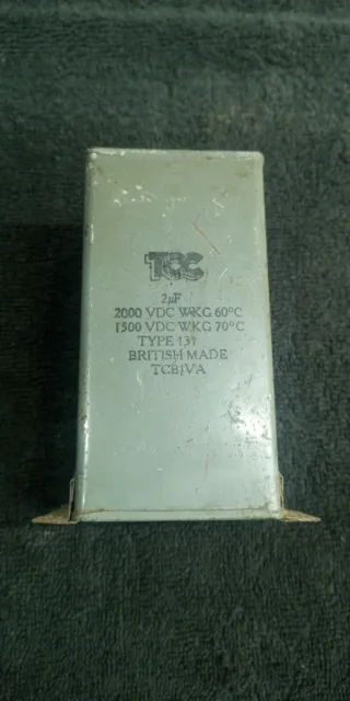 Condensatore TCC. 2uf 2000V @ 60c, 1500V @ 70c carta in olio.