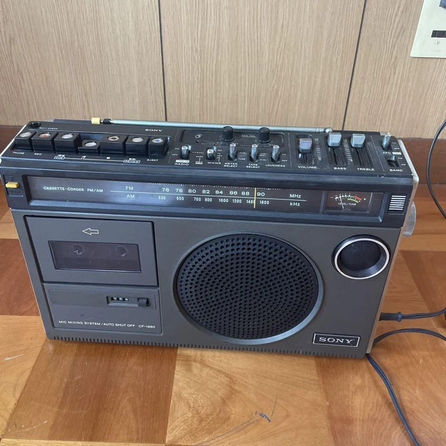 ♪SONY CASSETTE-CORDER FM/AM CF-1980【06】♪ Sony CF-1980 Vintage Mono Radio Cassette Recorder 1974 Very