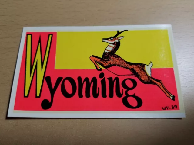 Vintage Wyoming State Deer Souvenir Retro Lindgren Turner Travel Luggage Decal