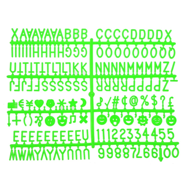 Símbolos de tablón de letras de fieltro números 3/4 pulgadas alfabeto verde cambiable