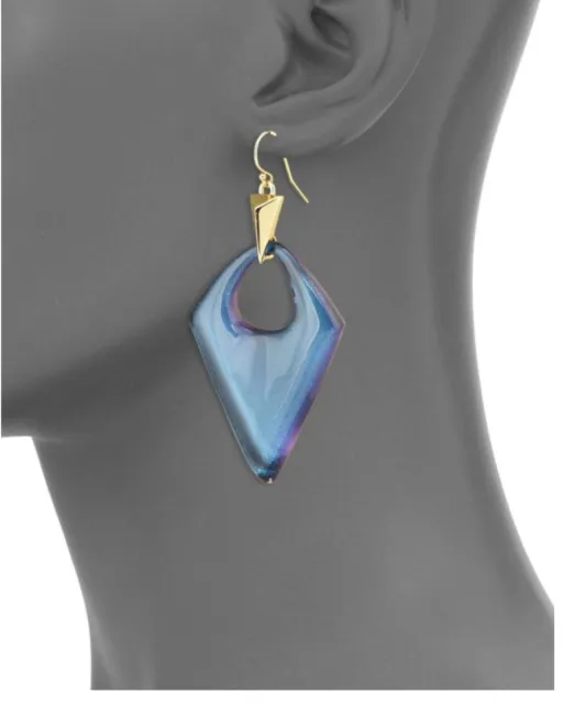 Alexis Bittar Triangle Pyramid Blue Opal Lucite Drop Earrings