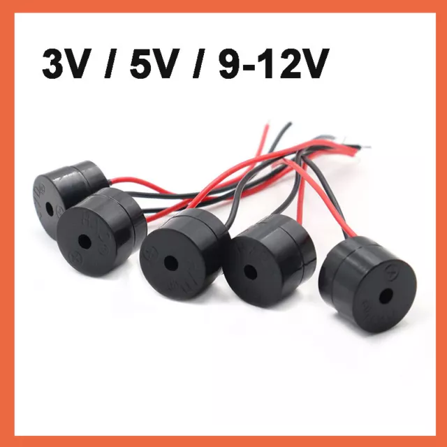 3V/5V/12V Electronic Active Buzzer with Flying Leads Sounder Project Beeper