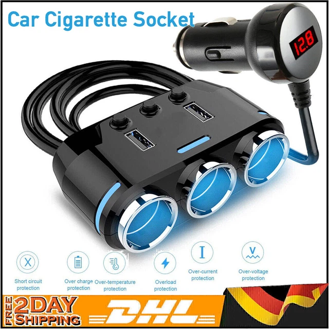 12V/24V KFZ Adapter Steckdose 3 Fach Auto Zigarettenanzünder Verteiler
