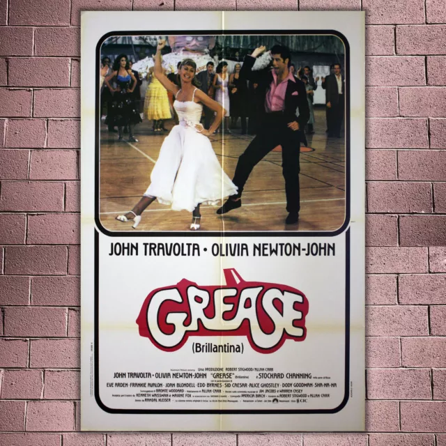 Original Grease 100x140CM Manifesto Poster - John Travolta, Olivia Newton-John