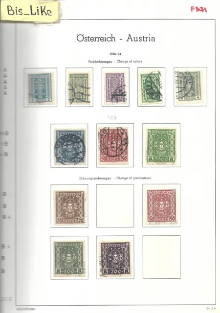 BIS_LIKE:viele briefmarken Osterreich 1922/24 abarten farben/ gebraucht 2 bl.L71