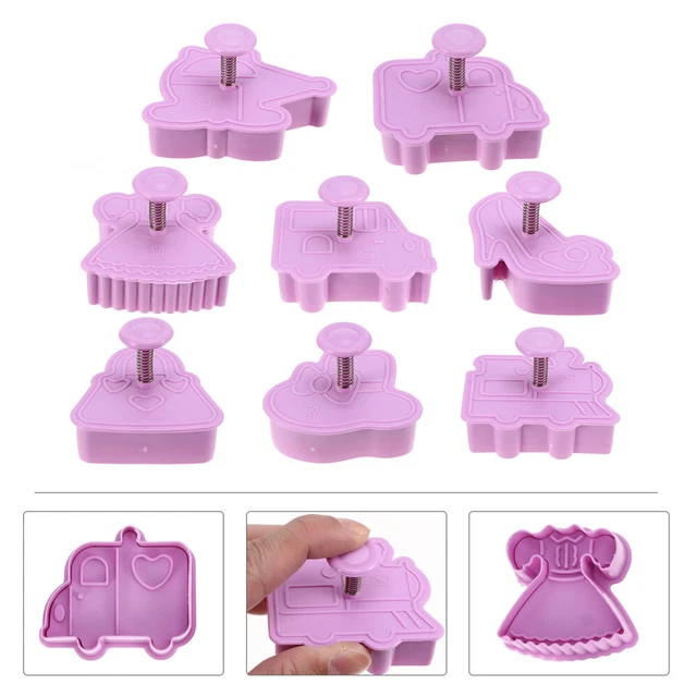 8 piezas hágalo usted mismo forma de galletas utilería dibujos animados coche niña vestido galletas herramienta para hornear