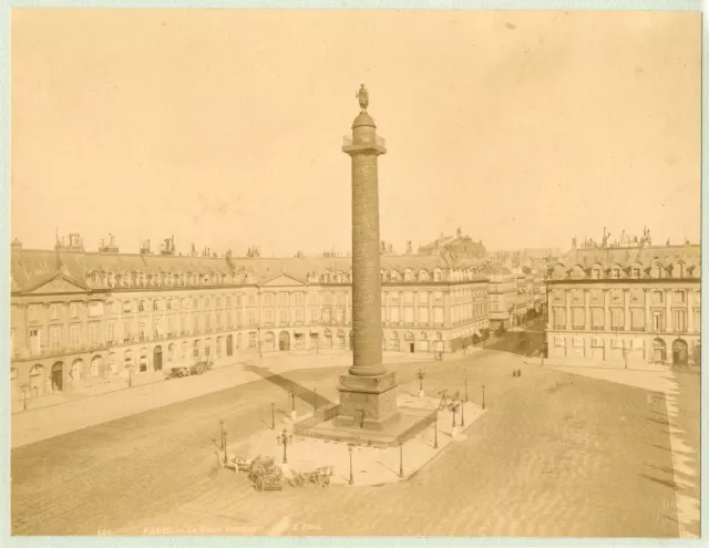 X. Phot. France, Paris, la place Vendôme  vintage albumen print. Tirage albumi