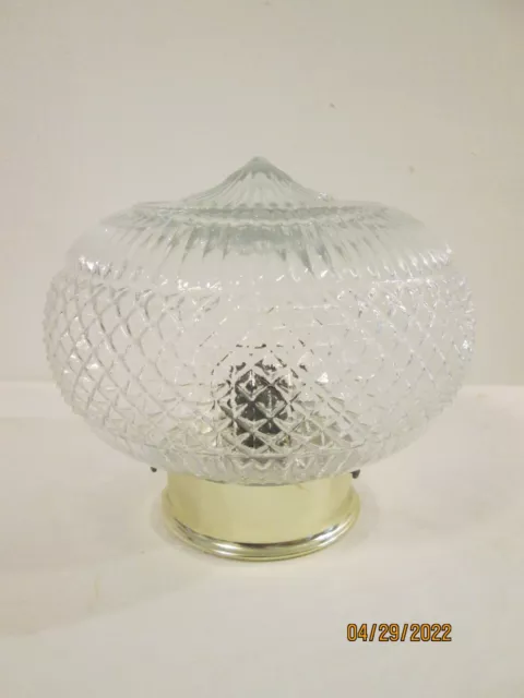 Mid Century Modern diamond point glass ceiling light fixture vintage 1950's