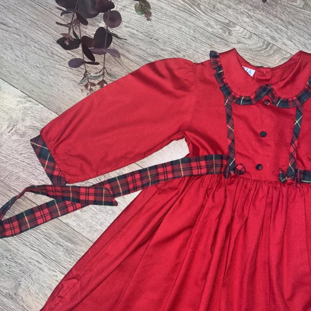 ABELLA abito natalizio tradizionale spagnolo tartan rosso autunno inverno età 4 2