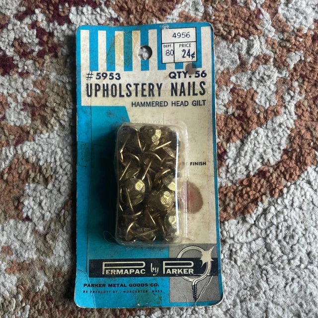 Parker Upholstery Decorative Nails 7/16" -Gilt Hammered Head Antique Brass New