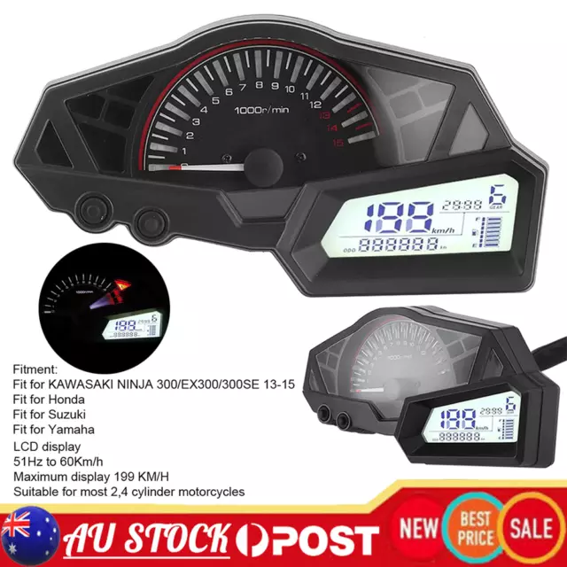 Motorcycle Speedometer Odometer 15000RPM Oil Level Alarm Fuel Gauge for Ninja300