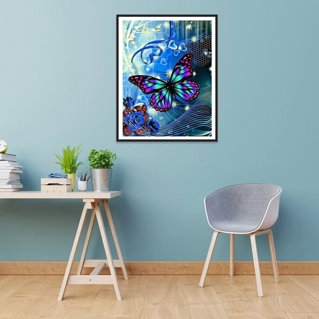 Kit de pintura al óleo de mariposa azul por números hágalo usted mismo pintura acrílica sobre lona sin marco