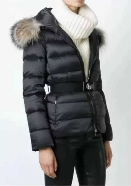 MONCLER BLACK TATIE Down Puffa Jacket Coat Fox Fur Size 2 UK 10 M RRP 1.3K 499.00 PicClick UK